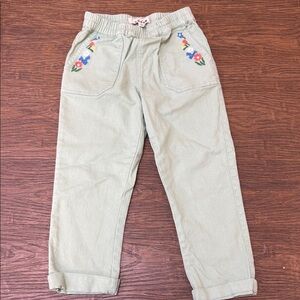 Mini Boden Light Green Embroidered Pants